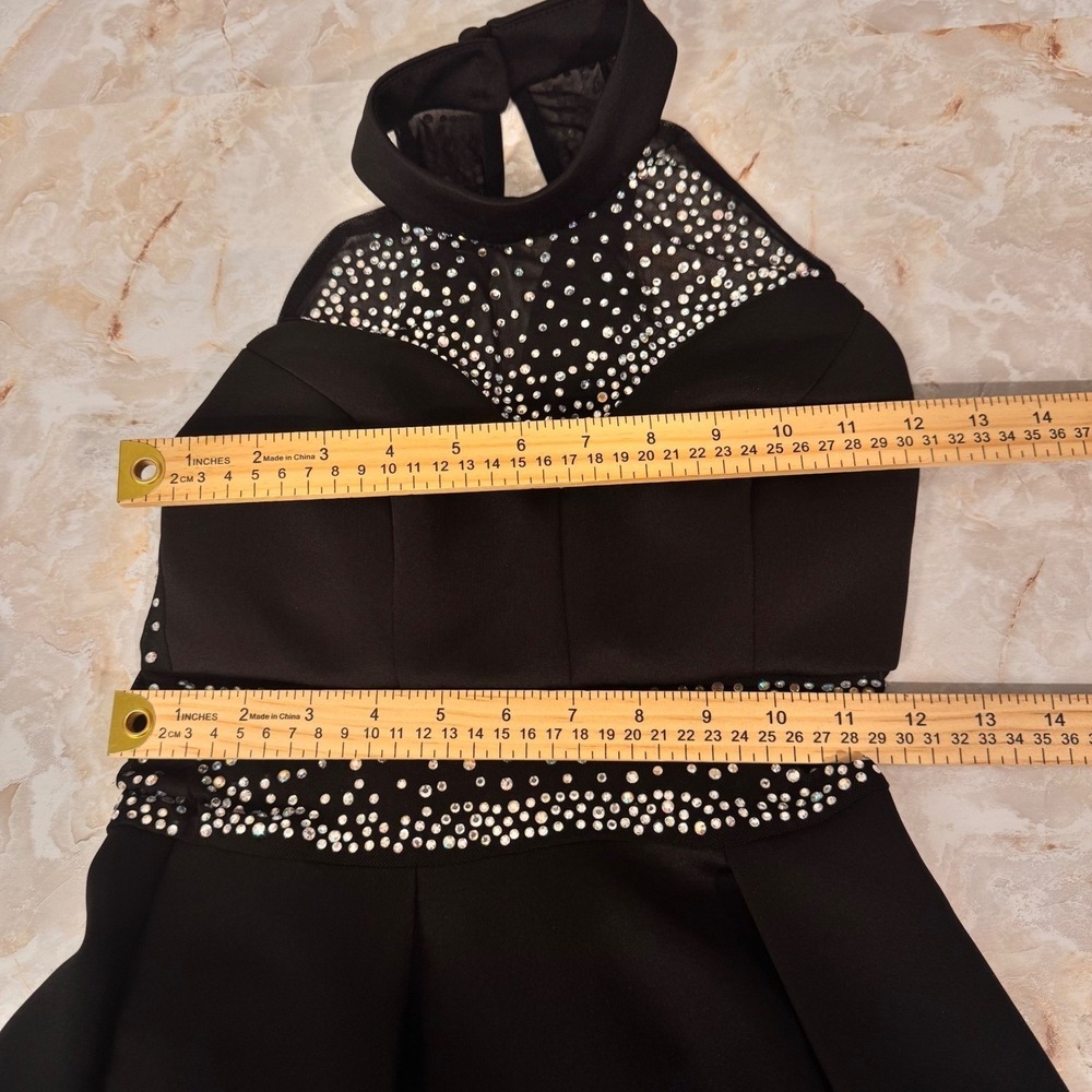 B. Darlin High Low Dress Women JR 3/4 Black Rhinestone Mock Neck Gothic Princess - Picture 6 of 11